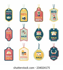 Pet tag flat banner design background set, eps10