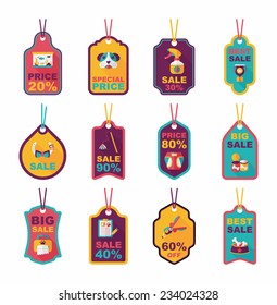 Pet tag flat banner design background set, eps10