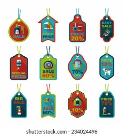 Pet tag flat banner design background set, eps10
