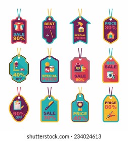 Pet tag flat banner design background set, eps10