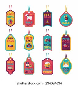 Pet tag flat banner design background set, eps10