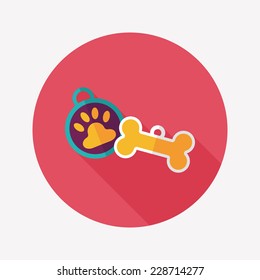 Pet Tag Flat Icon With Long Shadow,eps10