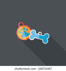 Pet tag flat icon with long shadow,eps10