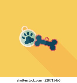Pet tag flat icon with long shadow,eps10