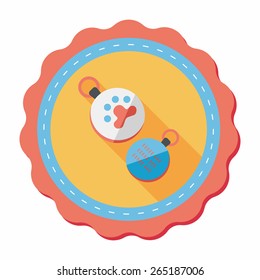 Pet tag flat icon with long shadow,eps10