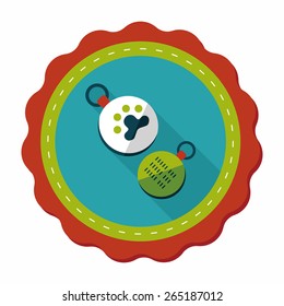 Pet tag flat icon with long shadow,eps10