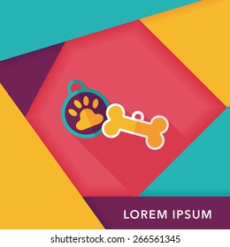 Pet tag flat icon with long shadow,eps10