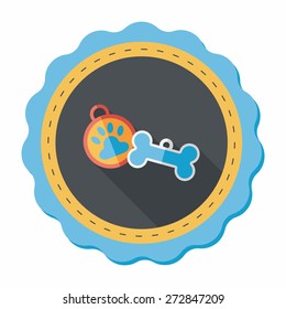 Pet tag flat icon with long shadow,eps10