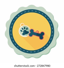 Pet tag flat icon with long shadow,eps10