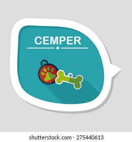Pet tag flat icon with long shadow,eps10
