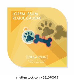 Pet tag flat icon with long shadow,eps10
