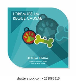 Pet tag flat icon with long shadow,eps10