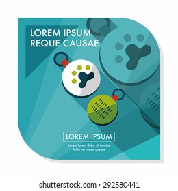 Pet tag flat icon with long shadow,eps10