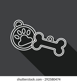 Pet tag flat icon with long shadow,eps10