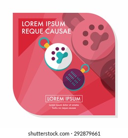 Pet tag flat icon with long shadow,eps10