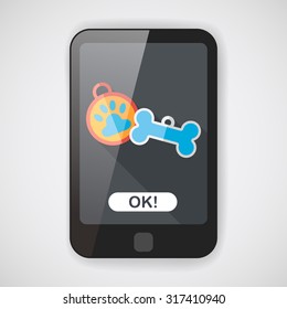Pet tag flat icon with long shadow,eps10
