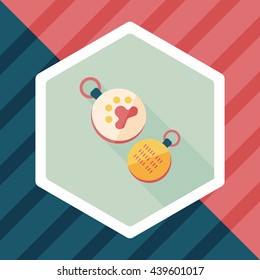 Pet tag flat icon with long shadow,eps10