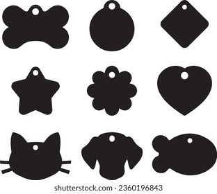 Pet Tag Silhouette Vector Graphic Pack