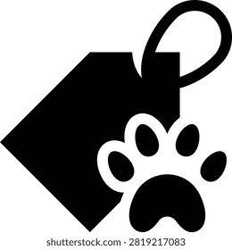 Pet Tag Solid Icon, Animal Identification Dog Cat Collar Name