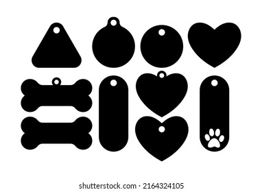 Pet tags set. Template for plotter lazer cutting of paper, wood. svg
