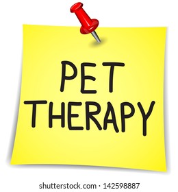  Pet therapy word on a Note Paper with pin on white background
