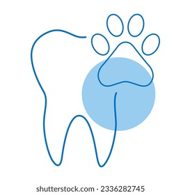 Pet Tooth icon stroke line. Dental veterinary symbol dog and cat. Pet healthcare. Vector illustration isolated on white background