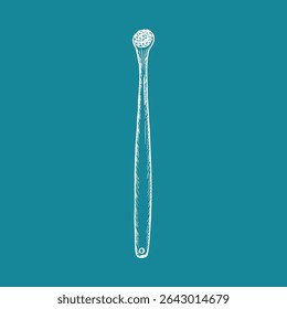 Pet toothbrush for animal oral care - sketch drawing. Veterinary, oral hygiene tools. Minimalist doodle hand drawn outline illustration