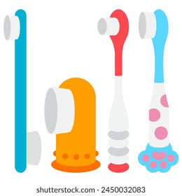 Pet toothbrushes vector cartoon set isolated on a white background.