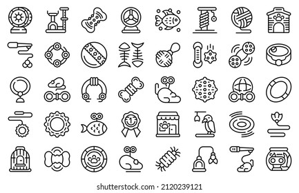 Pet toys icons set outline vector. Cat dog. Animal friend