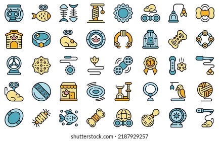 Pet Toys Icons Set Outline Vector. Cat Dog. Animal Friend