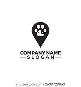 Pet Tracking Logo – GPS Pin with Paw Print for Veterinary or Pet Services