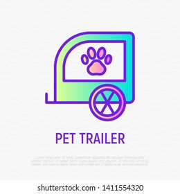 Pet trailer for bicycle thin line icon. Modern vector illustration.