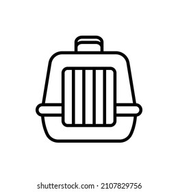 Pet transport bag thin line icon. Modern vector illustration of carrying equipment for cat or dog.