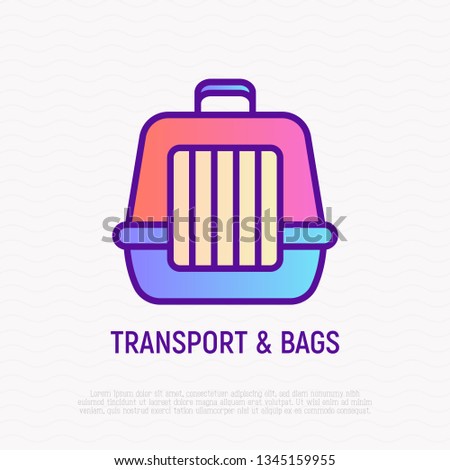Pet transport bag thin line icon. Modern vector illustration of carrying equipment for cat or dog.