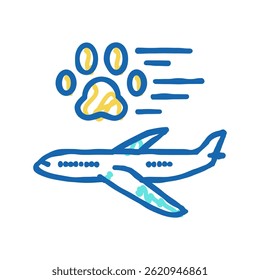 pet transportation in airplane doodle icon sketch vector. pet transportation in airplane sign. isolated symbol illustration