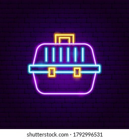 Pet Transportation Box Neon Sign. Vector Illustration of Container Promotion.