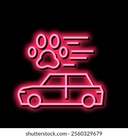 pet transportation in car neon light sign vector. pet transportation in car illustration