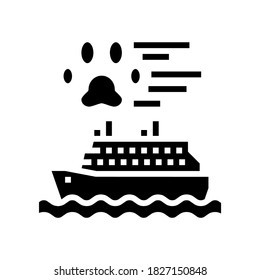 pet transportation in ship glyph icon vector. pet transportation in ship sign. isolated contour symbol black illustration