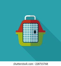 Pet travel cage flat icon with long shadow,eps10