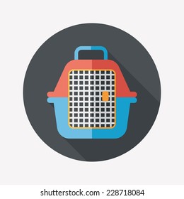 Pet travel cage flat icon with long shadow,eps10