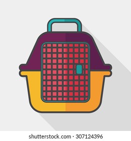 Pet travel cage flat icon with long shadow,eps10