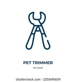 Pet trimmer icon. Linear vector illustration from pet shop collection. Outline pet trimmer icon vector. Thin line symbol for use on web and mobile apps, logo, print media.