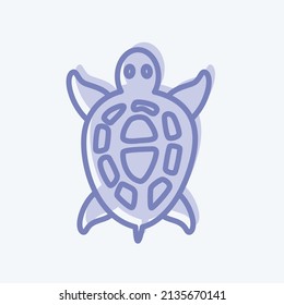 Pet Turtle Icon in trendy two tone style isolated on soft blue background