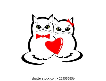pet . Two cats with heart and bows