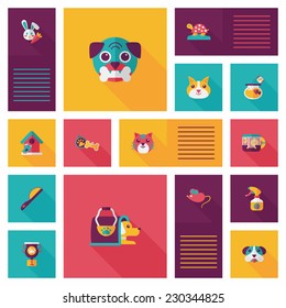 Pet ui flat design background set, eps10