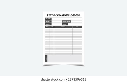 Pet Vaccination Logbook kdp interior