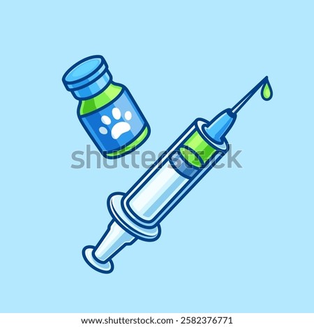 Pet Vaccine Cartoon Vector Icon Illustration. Animal Healthy Icon Concept Isolated Premium Vector. Flat Cartoon Style