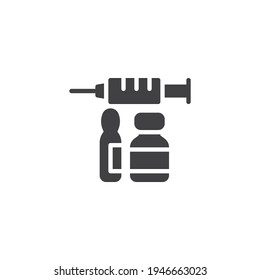 Pet vaccine vector icon. filled flat sign for mobile concept and web design. Syringe and medicine glyph icon. Symbol, logo illustration. Vector graphics