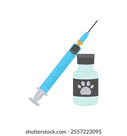 Pet Vaccine, Veterinary Flat Vector Illustration