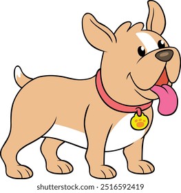 Animal de estimação. Um cachorrinho muito feliz. Ilustração. Estilo de desenho animado. Vetores de clip-art.